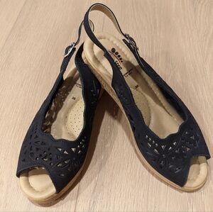 Spring Step Black Slingback Sandals